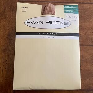 Evan-Picone Control Top Pantyhose 3-Pair Pack Color Beige Size AB (Small) C-20
